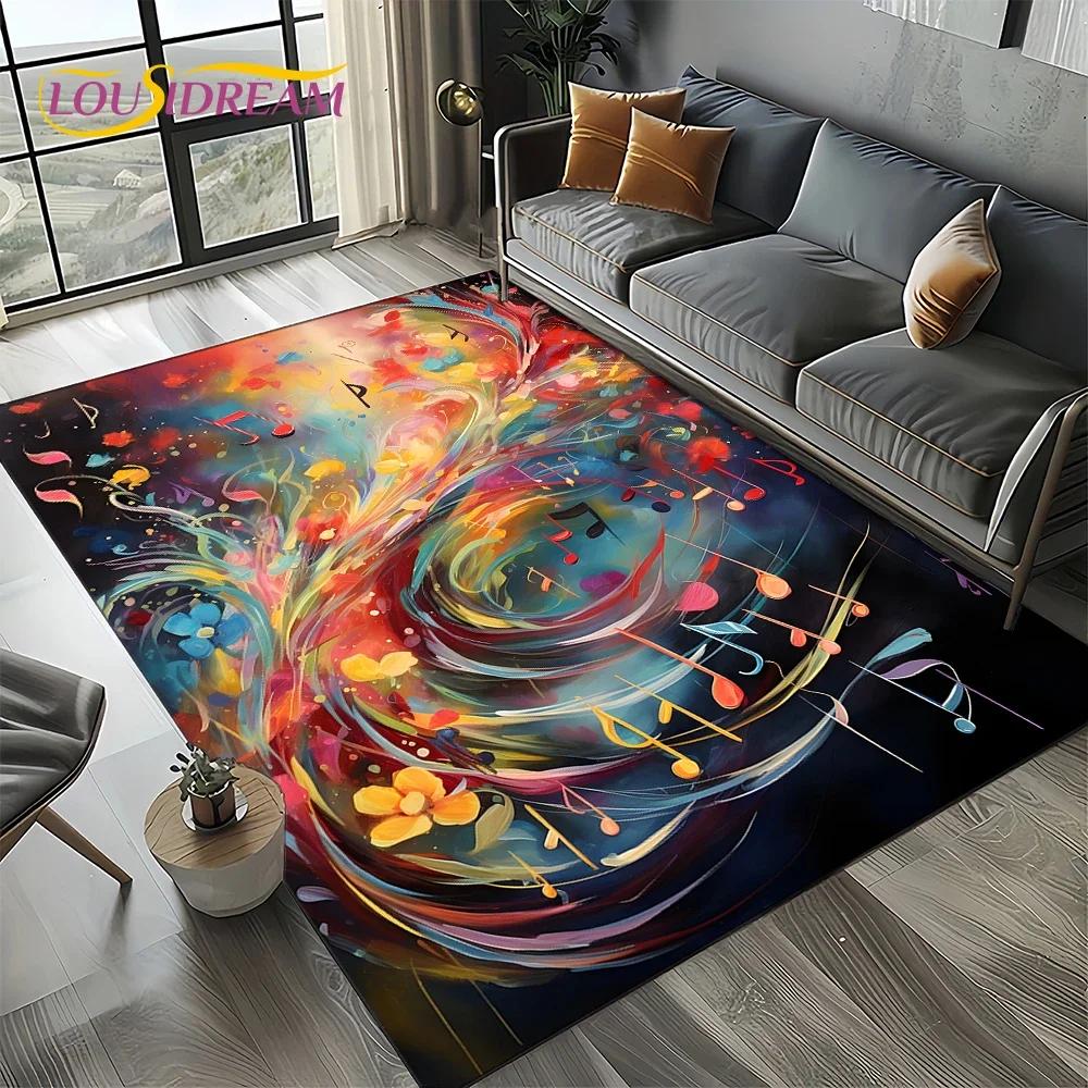 Dream Note Music Colorful Musical Score Cartoon Carpet Rug for Living Room Bedroom Home Sofa Decoration,Kid Non-slip Floor Mat