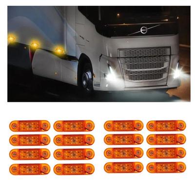 18 ks LED pozičních světel oranžových 12V vodotěsná boční poziční světla pro přívěs nákladní automobil RV loď univerzální pasování