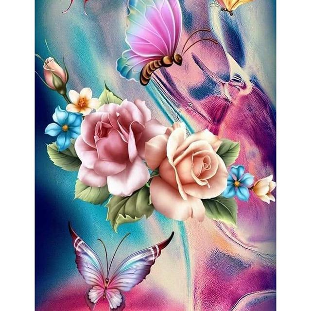 5D DIY Diamond Painting Kit Colorful Butterflies Flying Diamond Embroidery Rhinestones Decorations for Home