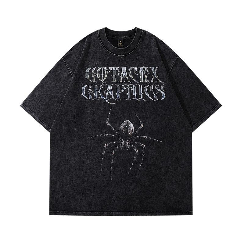 Washed 230G Heavy Japanese Animation Printing Short-Sleeved T-Shirt Men'S And Women'S Hip-Hop Street Half-Sleeved Tee Shirt