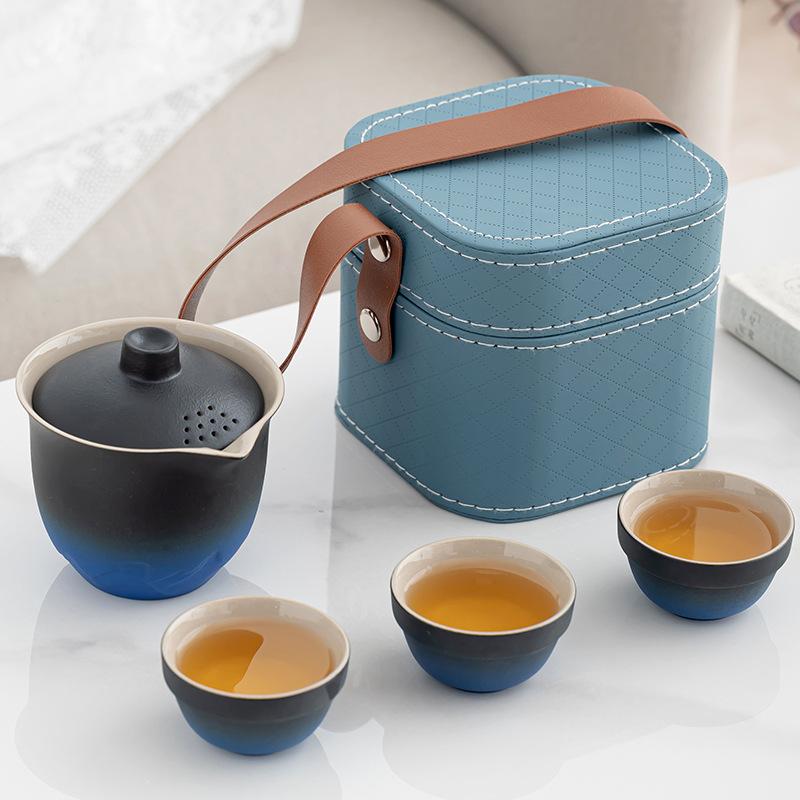 Travel tea set small set portable express cup outdoor camping kung fu tea set teapot teacup business gift