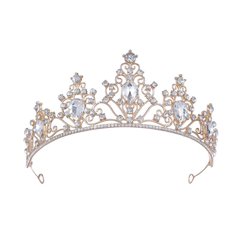 Bride's Crown Alloy Hair Accessory Wedding Dress Rhinestone Headband Birthday Crown Dinner Wedding Headwear European and American