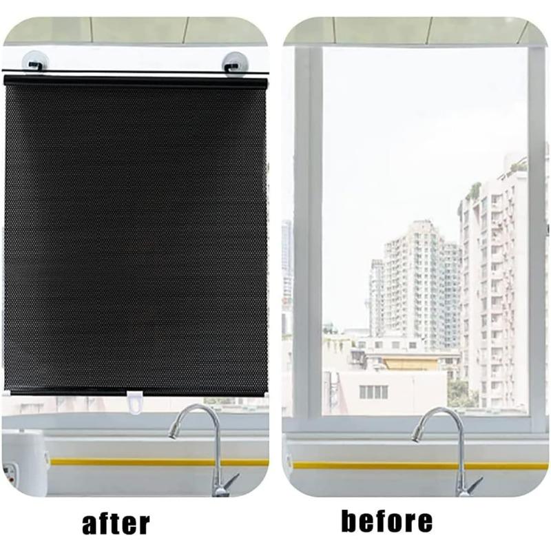 Heat-insulating Telescopic Sunshade - No-Drill Suction Cup Retractable Roller Curtain for Car Windshield Balcony Bedroom Kitchen