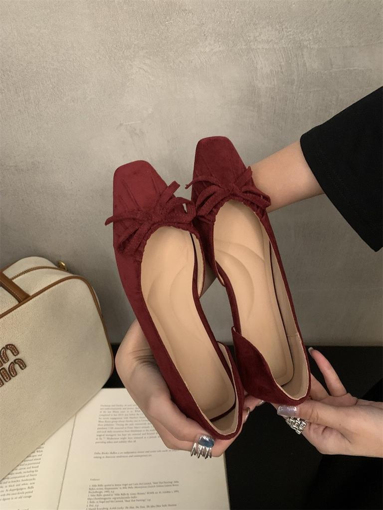 Mary Jane shoes spring and autumn bow one pedal grandma shoes single shoes Doudou shoes