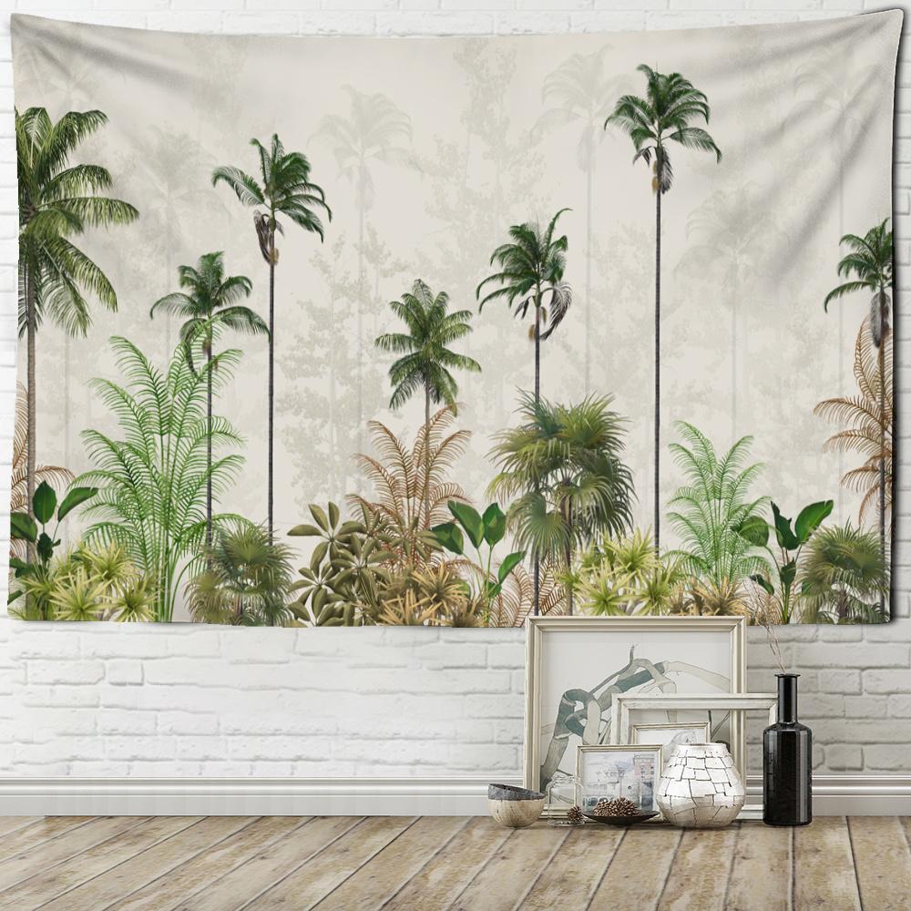 Tropical Plants Tree Tapestry Forest Illustration Wall Hanging Coconut Trees Pattern Tapestry for Bedroom Living Room Home Decor