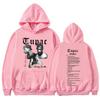 Hip Hop Hoodie With Tupac Graphic Print Ribbed Hem Unisex Streetwear Sweatshirt Men Women