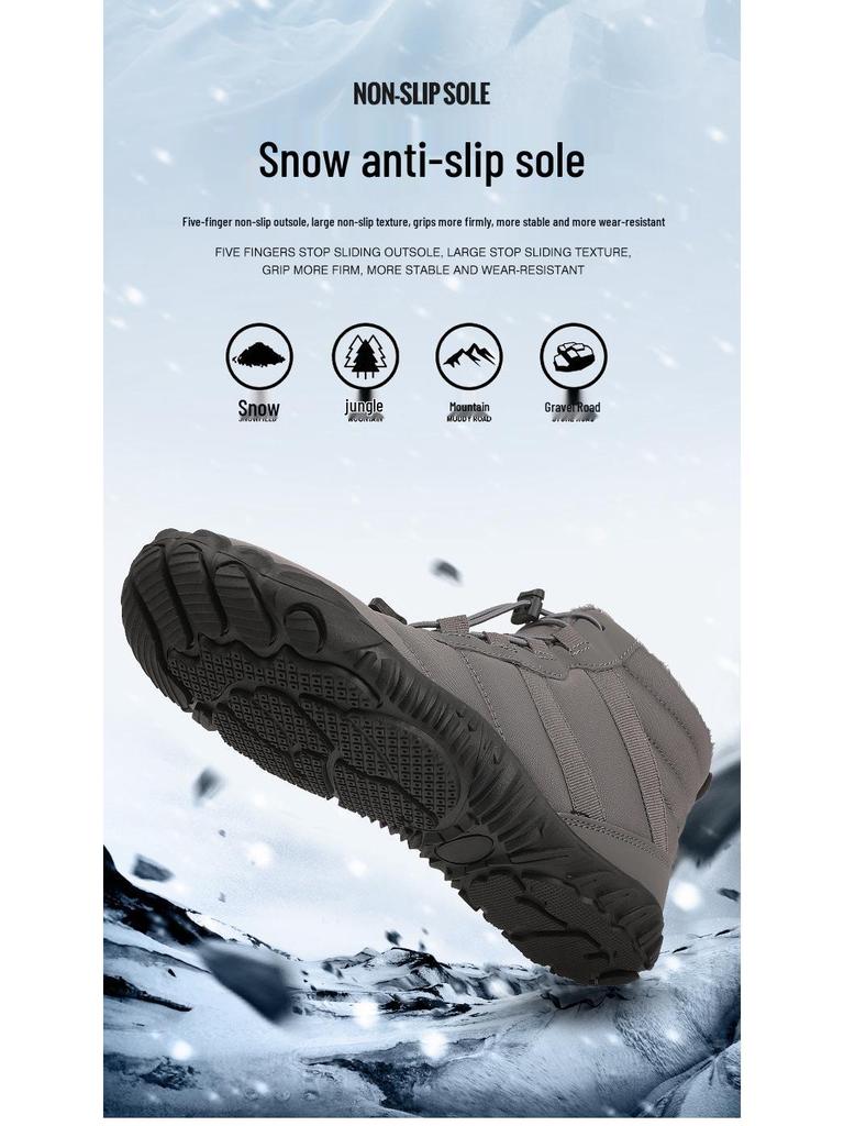 Men's and Women's Winter Non-slip Waterproof Snow Boots with Thick Sole and Plus Velvet Lining