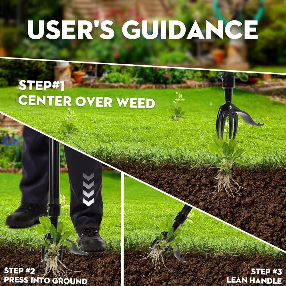 Stand Up Weed Puller Manual Vertical Weed Stuff/Pulling/Garden Tools Garden Foot Pedal Shovel Root Metal Weed Remover with Rod
