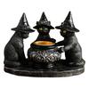 Halloween Black Cats Candle Holder Gothic Resin Cat with Witch Hat Statue Tea Light Holder for Indoor Party Mantel Coffee Table Centerpiece