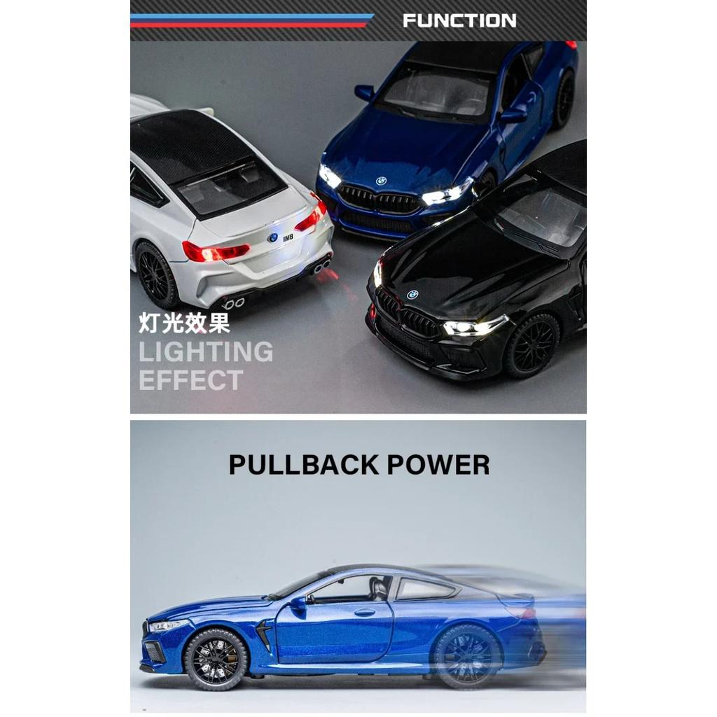 1/32 BMW Series M8 Supercar Alloy Diecasts & Toy Vehicles Metal Toy Car Model Sound and Light Collection Kids Toy