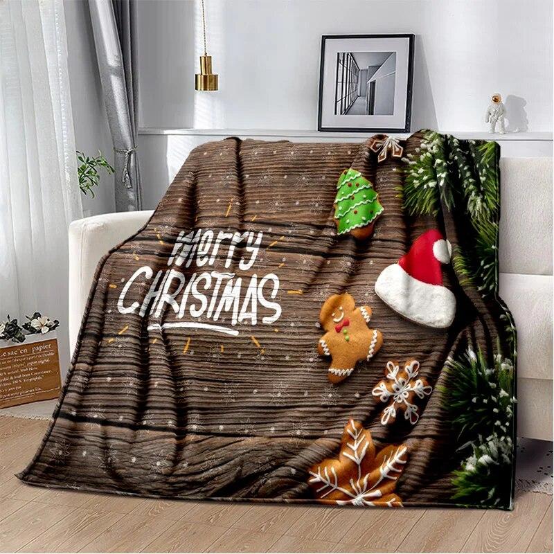 Desene animat Moș Crăciun Pom de Crăciun Fericit Cadou pentru copii Pătură moale de pluș, pătură de flanel Pătură pentru sufragerie dormitor canapea