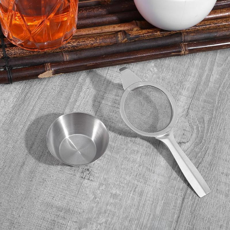 Stainless Steel Tea Strainer Fine Mesh Tea Filter with Base Rustproof Golden Tea Infuser Practical Tea Accessories Efficient Tea