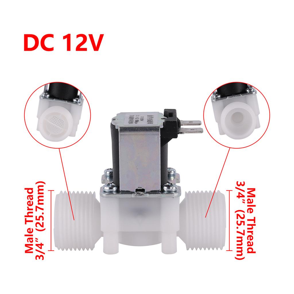 AC 220V/DC 12V Normally Closed Electric Solenoid Valve 1/2" 3/4" Male Thread Plastic Water Valve for 0.02-1mpa Pressure 1/10Pcs