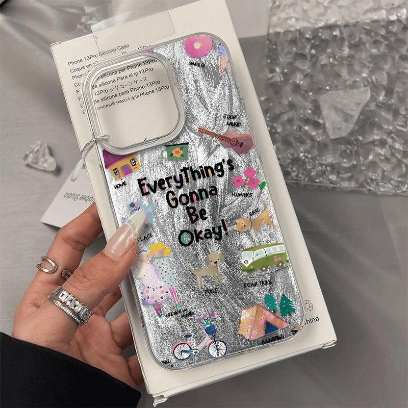 Creative Stickers Inspirational Phone Case For IPhone 16e 17e 17 16 15 14 13 12 11 Pro Max Plus Air INS Protective Cover Shell iphone 17E
