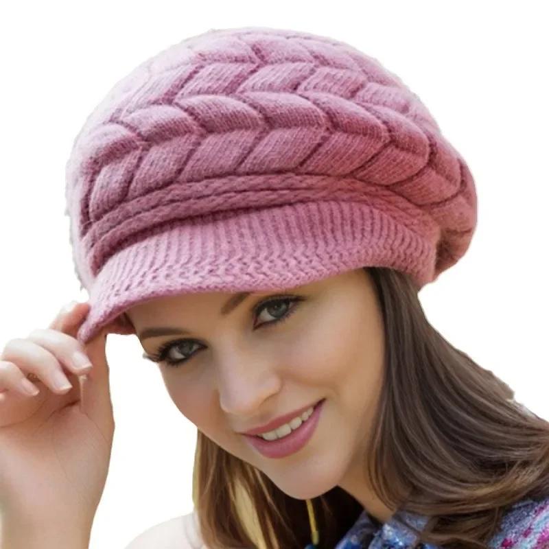 Womens Winter Hats Warm Knit Hat Slouchy Beanie Cap With Brim Gifts