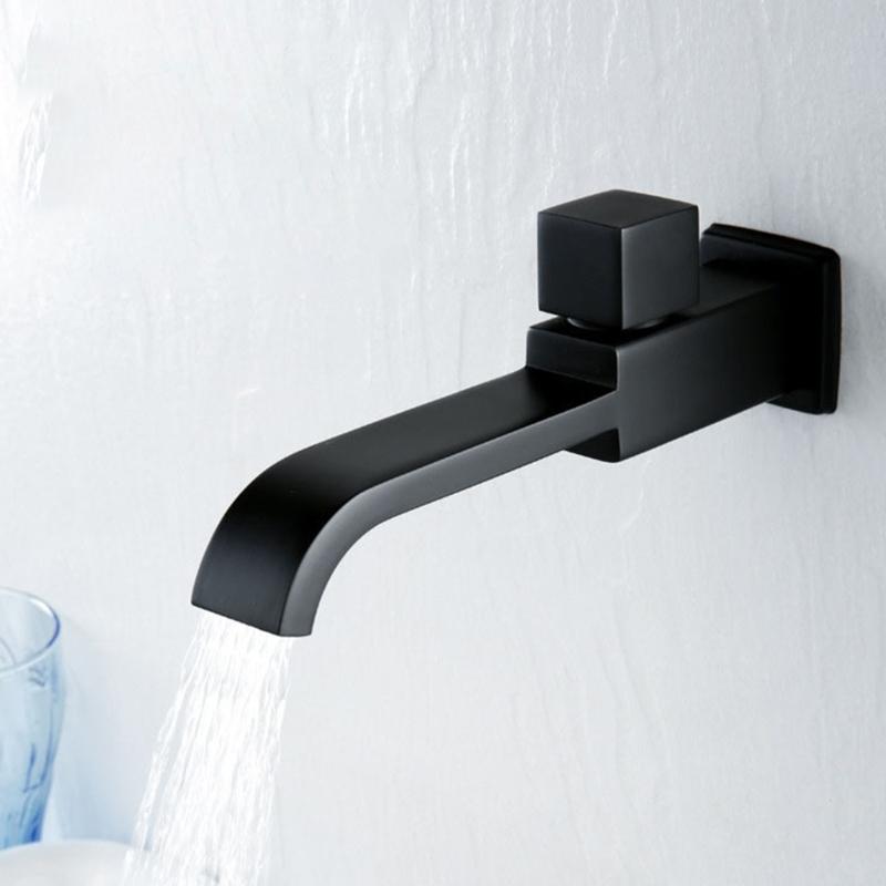 Bathroom Sink Faucet Wall Mounted Basin Tap Brass Single Cold Water Mop Faucet Basin Bathtubs Waterfall Spouts Sink Faucet