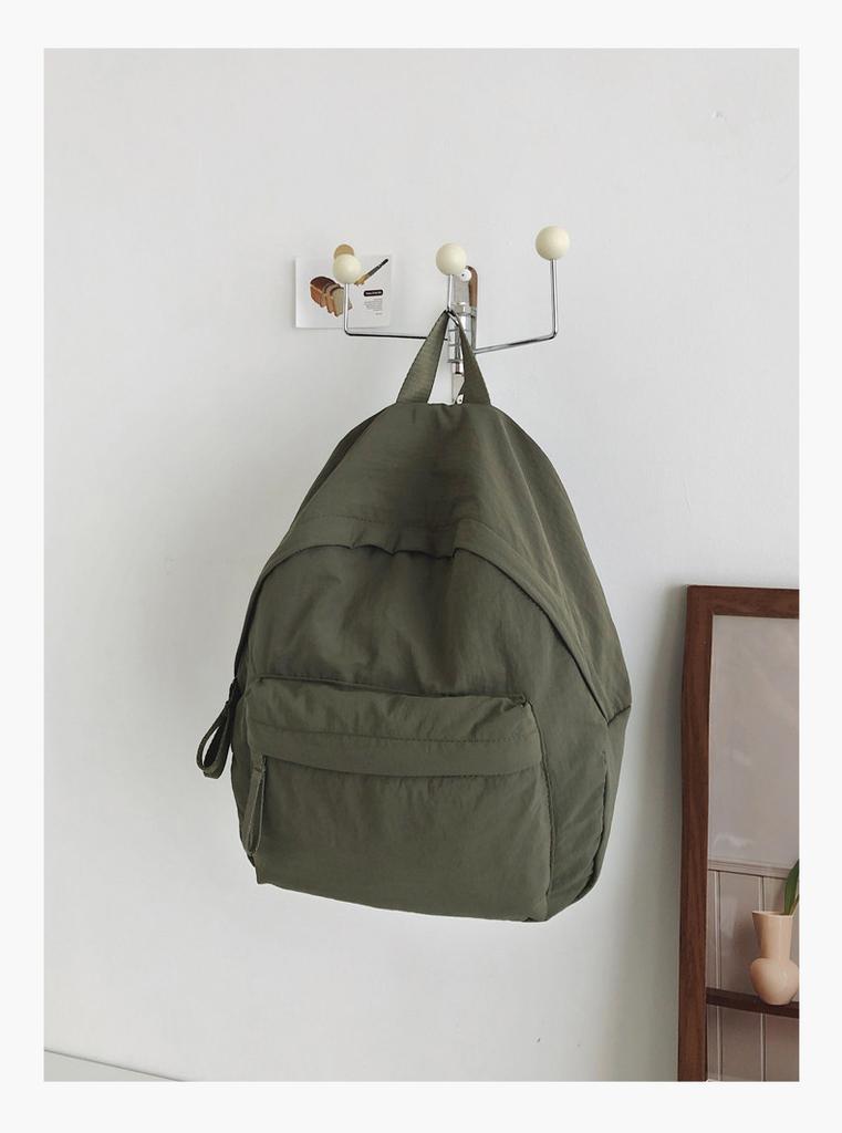 Schoolbag Solid Color Literary and Lightweight Small Backpack Women's Japanese Simple Travel Mountaineering Backpack Folded Texture Small School Bag
