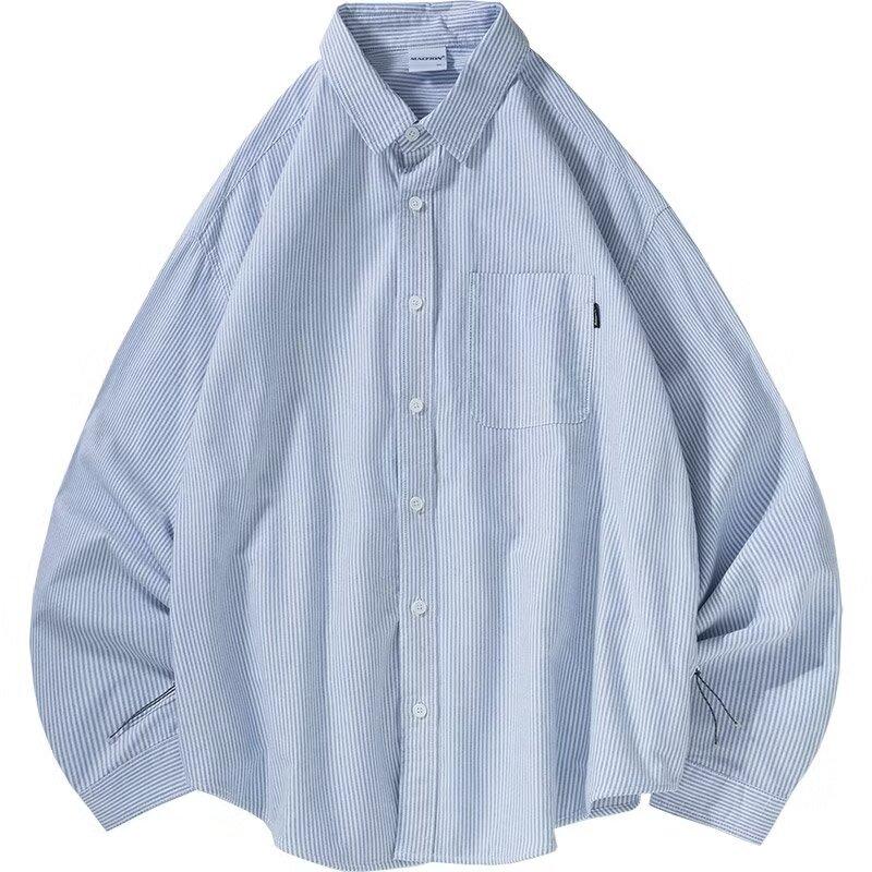 Pánské letní tričko s dlouhým rukávem a logem 2024 v japonském hongkongském stylu, volné, s potiskem, trendy, všestranná ležérní bunda