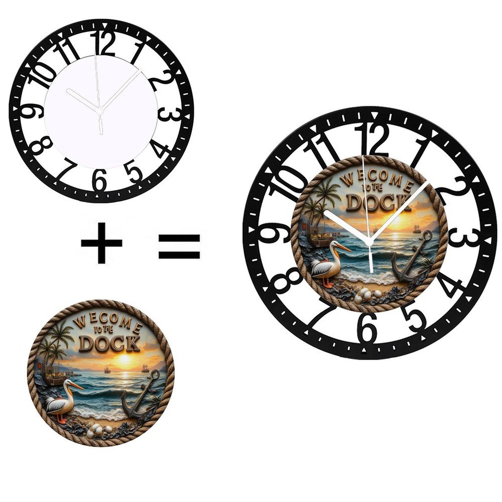 Farmhouse 25cm Circular Iron Wall Clock with Weathered Finish (Black,10 inch(25.40cm))
