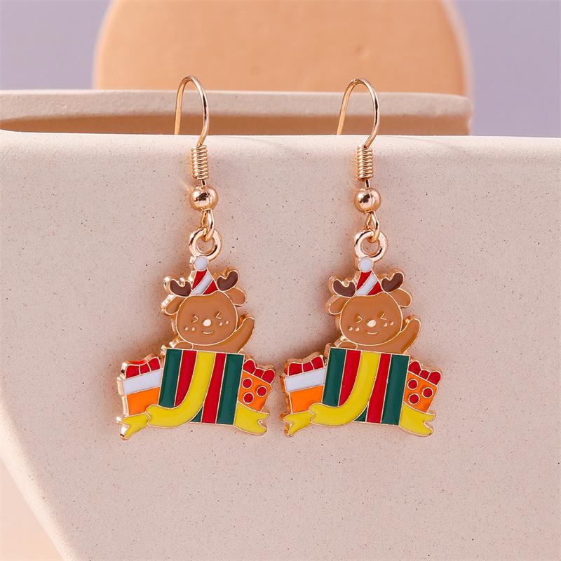 Cute Christmas Tree Drop Earrings Women Girls Elk Snowman Santa Claus Earrings X'mas New Year Party Jewelry Gifts