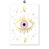 Paintings for Interior Abstract Evil Eyes Lotus Canvas Wall Art Gold Blue Posters and Prints for Living Room No Frame
