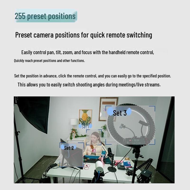JiaShiYing 1080P HD Live Streaming PTZ Webcam with Remote