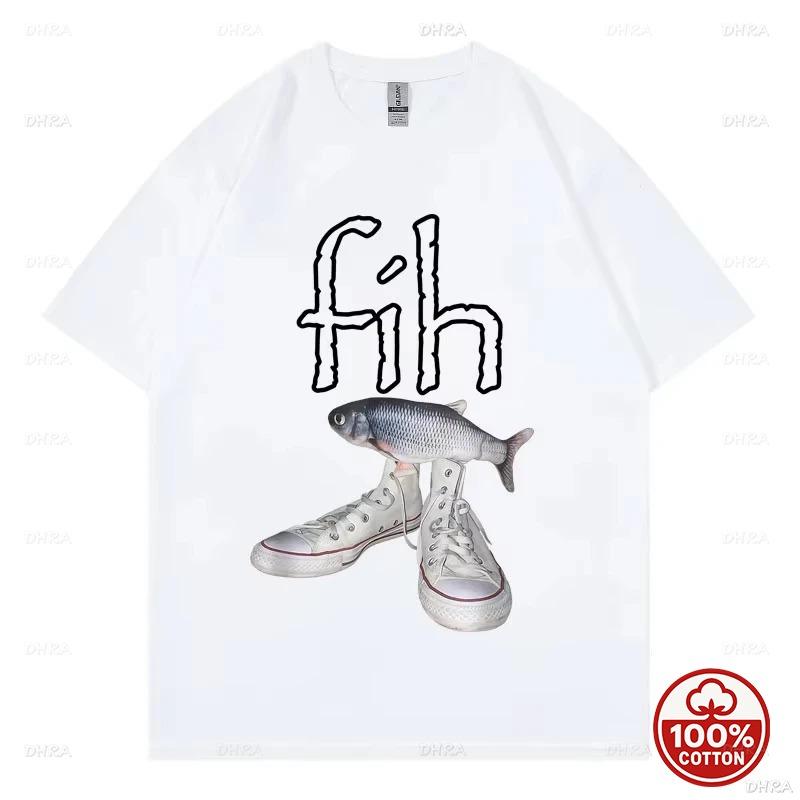 Funny Fish In Shoes TShirt Weird Humor Graphic Tee Cute Sarcastic Novelty Short Sleeve Top for UnisexWomen