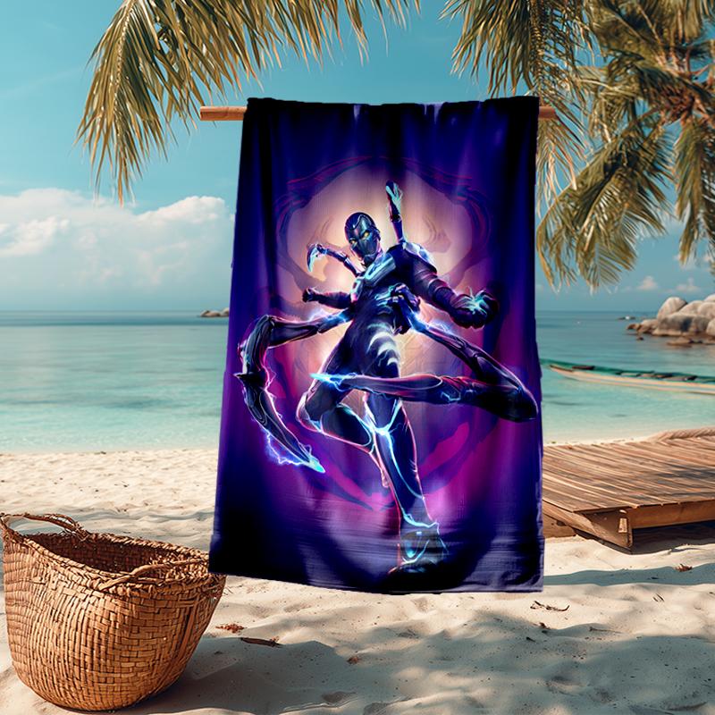 Ultra-Soft Beach Towel with Blue Beetle Theme,Ideal for Pool - Camping, Diving - Perfect Travel Essential, Vibrant Beach Towel.