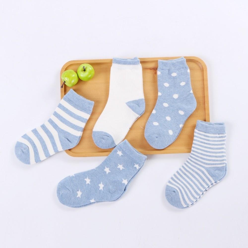 5 Pairs Soft Cotton Girls Boys Socks Autumn Winter Mid-calf Socks Floor Stockings for 0-5 Years
