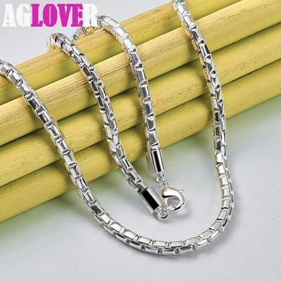 925 Sterling Silver 4mm Box Chain Necklace Jewelry