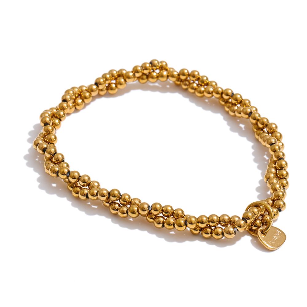 Yhpup Handmade Beads Jewelry Stainless Steel Elasticity Bracelet Bangle Ring Waterproof Fashion Summer Popular Jewelry Wholesale