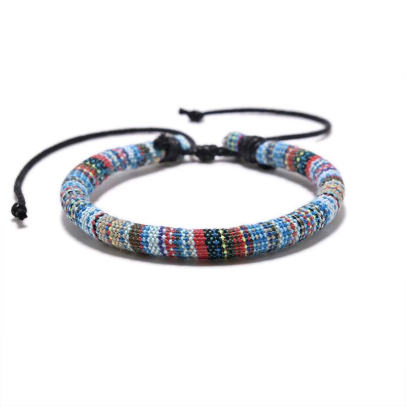 Bohemia Colorful Woven Bracelet Rope String Adjustable Rope Braided Anklets Handmade Friendship Bangles for Men Women Child