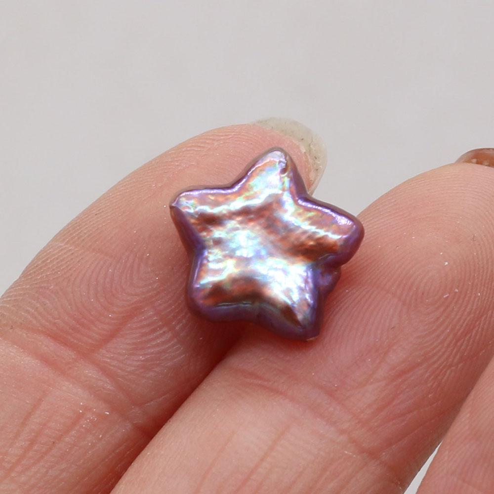 1Pc, Purple Non-porous Natural Shell Beads, Handmade Pentagram Loose Beads, 1.2-1.3cm, for DIY Necklace Bracelet Anklet Accessories, Jewelry Making