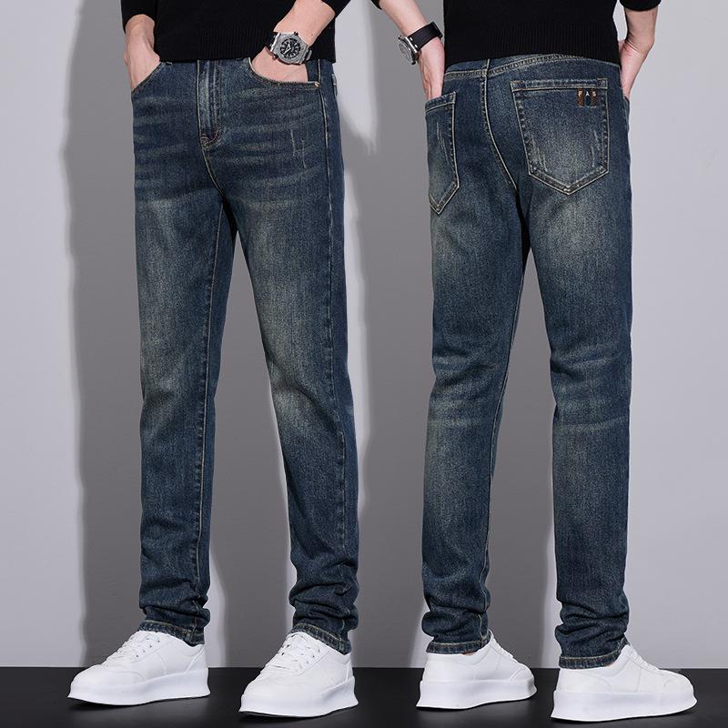 Spring And Autumn Winter New Men'S Thick Jeans Slimming Straight Stretch Business Versatile Long Pants