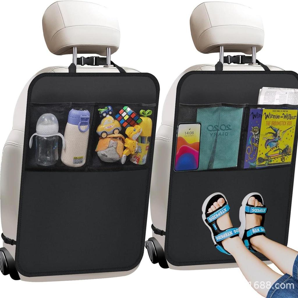 Waterproof Car Seat Back Protector & Storage Organizer with Mesh Pocket for Kids