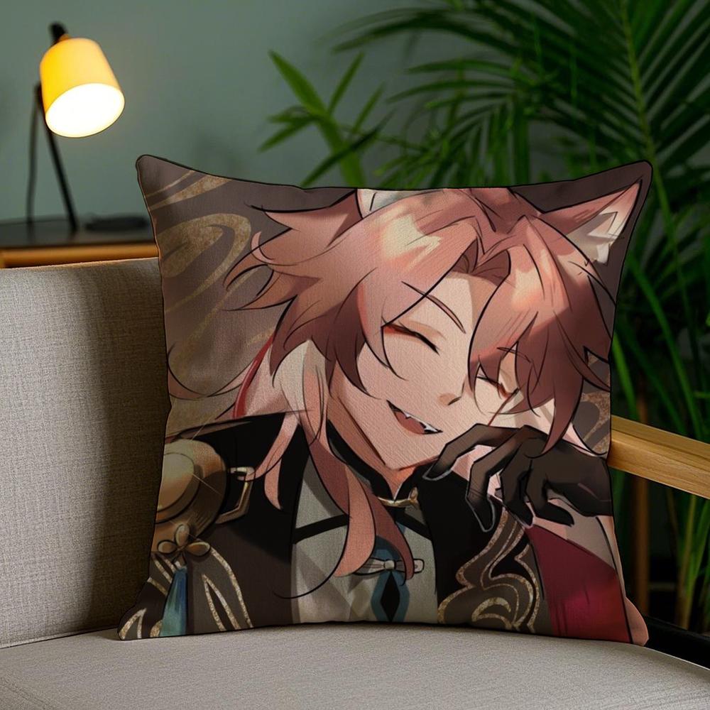 H-Honkai Star R-Rail Cushion Cover Soft Short Plush Double-Sided Printing Home Decor Machine Washable Pillow Case Gift