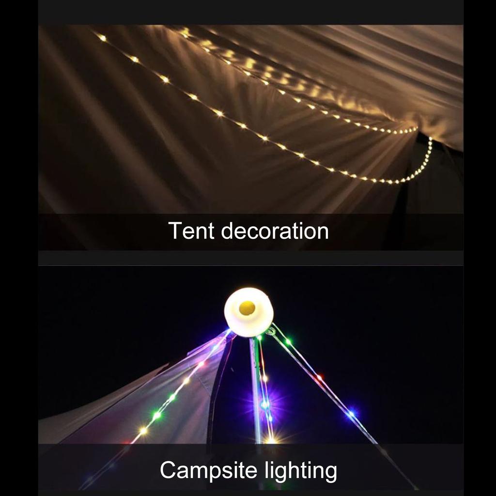 LED-Campingleuchte für den Außenbereich mit Hakenzelt-Ambiente-Lichterkette (8m) Tragbares wiederaufladbares Camp