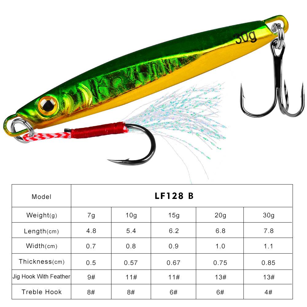 

Small Luminous Bionic Iron Plate Lures for Freshwater & Sea Fishing, Available in 7g, 10g, 15g, 20g, 30g 10g
