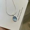Collier Pierre de Clair de Lune Argenté pour Femme Fille Géométrie Minimalisme Bijoux de Bureau Cadeau