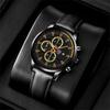 Men's Fashion Sports Watches Men Luxury Business Quartz Wristwatch Calendar Male Casual Leather Bracelet Watch Luminous Clock
