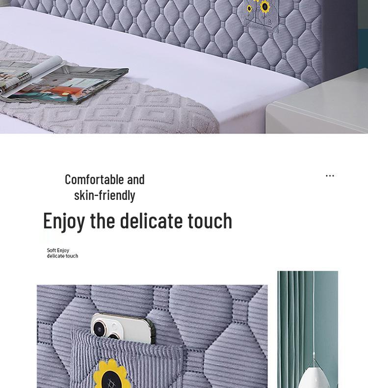 Modern Quilted Corduroy Upholstered Headboard Cover with Backrest