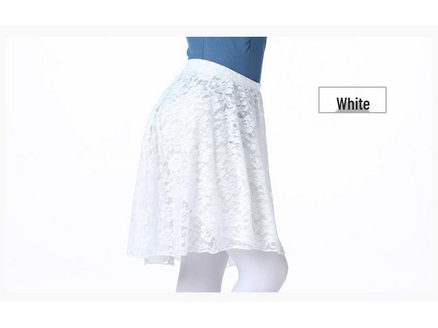 Ballet Chiffon Tulle Midi Skirt with Lace Panel and Tie-Up for Classical and Chinese Dance - Adult and Child Sizes