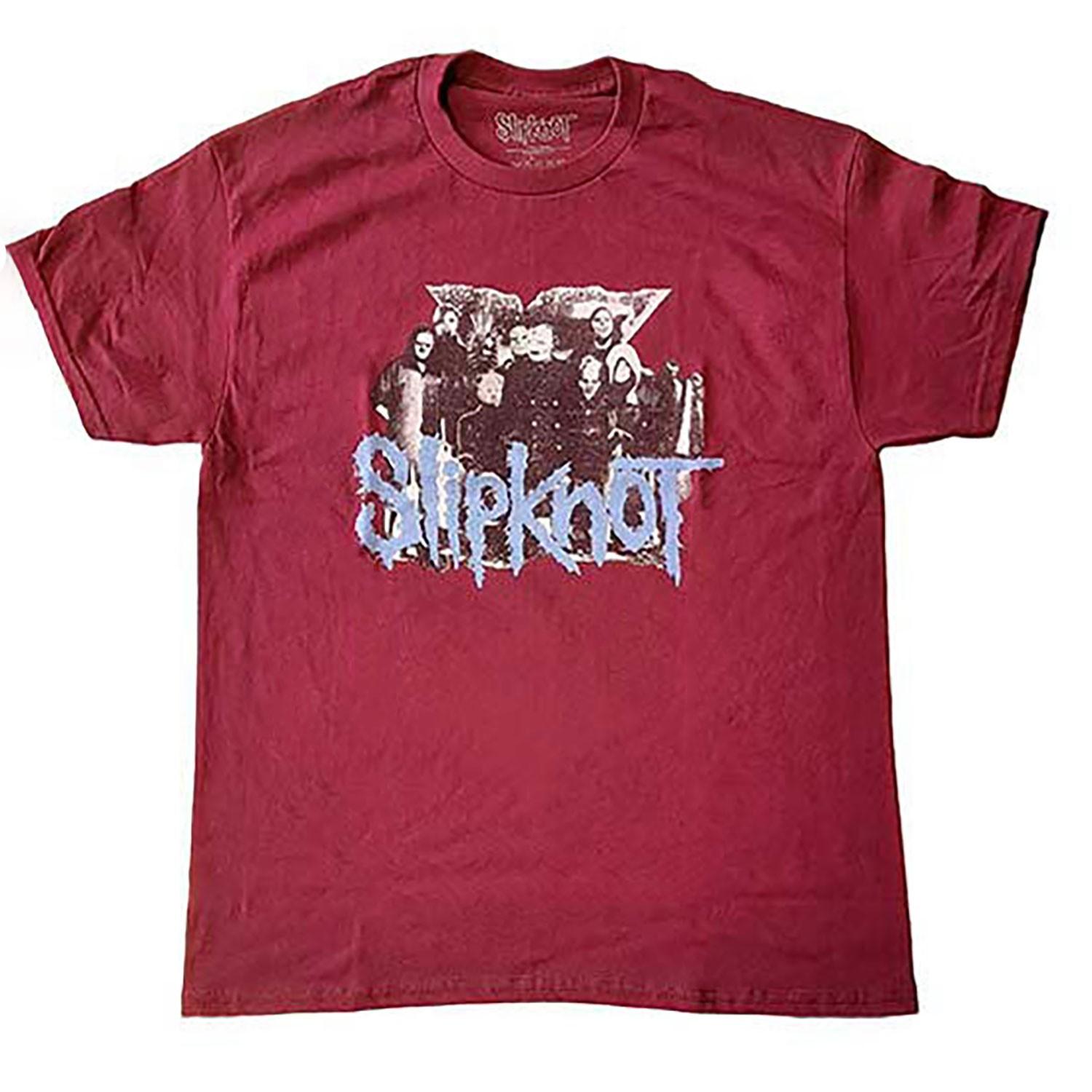 Men s Slipknot Goat Logo Demon (Back Print) Slim Fit T-shirt Medium Maroon S