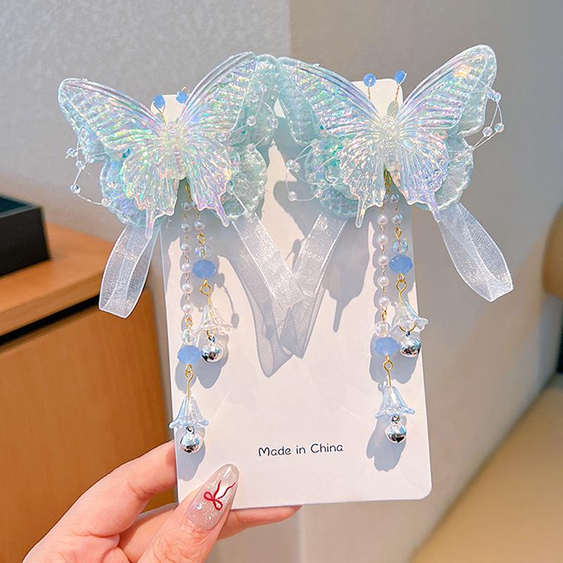 Mid-Autumn Hanfu Fairy Hair Clip - Women's & Children's Ancient Style Floral Tassel, Sweet Accessory for Girls