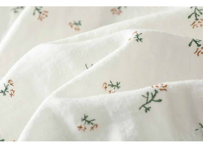 Soft Cotton Floral Print Long Sleeve Shirt with Ruffled Collar