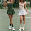 Womens Tennis Skort Set With Built-in Bra Top Pleated Skirt Badminton Volleyball Sport Wear