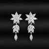 Huitan Exquisite Drop Earrings for Engagement Lady Silver Color Brilliant Zirconia Accessories Delicate Wedding  Gift