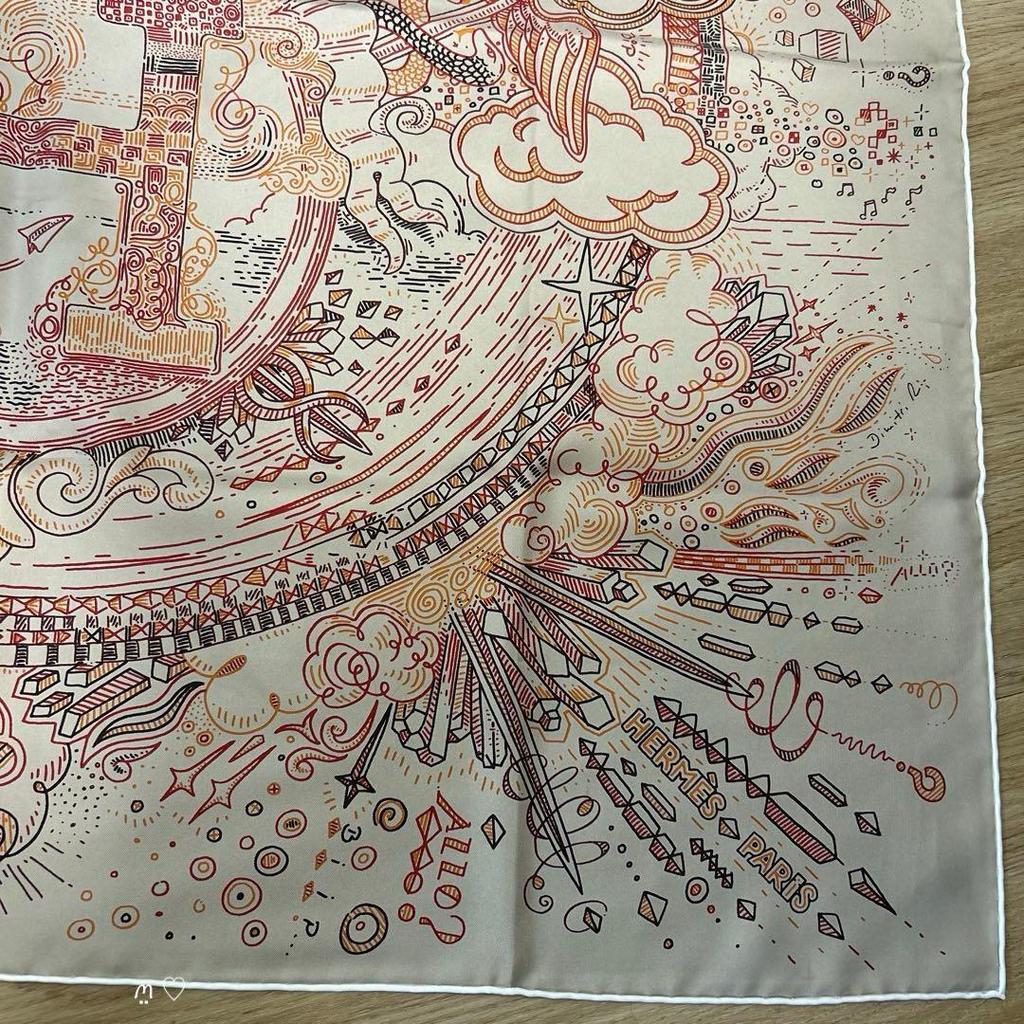 [USED]HERMES Carre 90 Please Hold the Line Silk Scarf 25SS