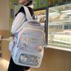 Women's Large Capacity Backpack Multi-Compartment Student Schoolbag Color Block Backapack with Coin Purse
