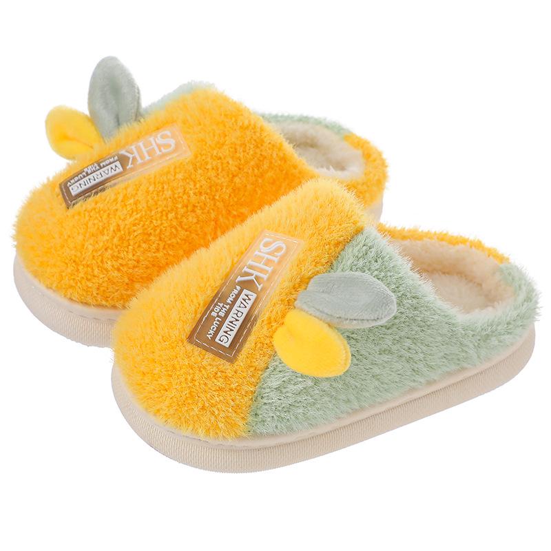 Kinder Süße Cartoon Baumwoll Hausschuhe mit Fleece Futter, Weiche Sohle, Verdickt für Zuhause, Jungen & Mädchen, Kleine bis Mittlere Größe.